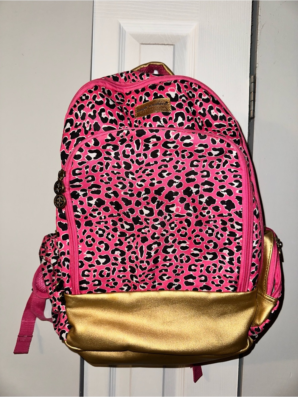 Simply Southern Pink Leopard Bookbag
